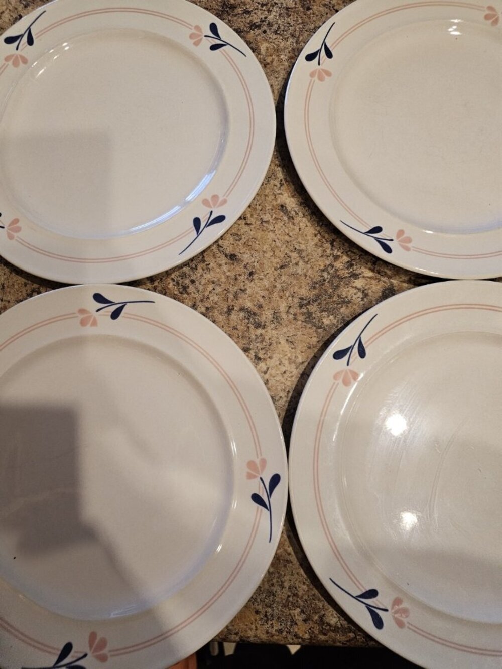 Newcor Lois Mills Floral Flowers Dinner Plates 10.5" Set Of 4 Vintage Stoneware
